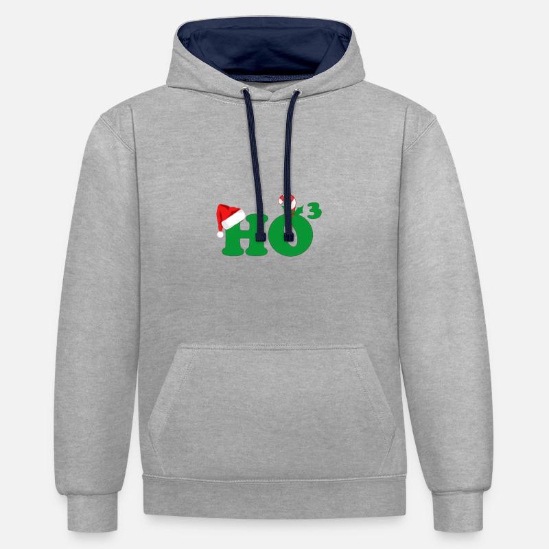 HOHOHO Noël HO Hoch 3 concours de noël - Sweat à capuche contrasté - gris chiné/bleu marine