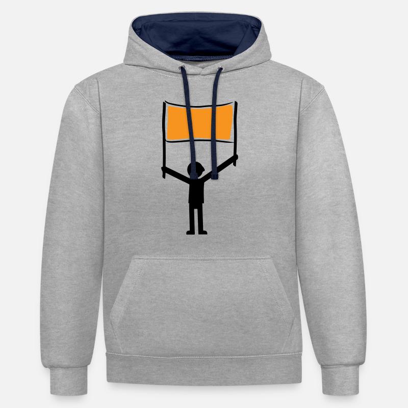 Grève de démonstration - Sweat à capuche contrasté - gris chiné/bleu marine