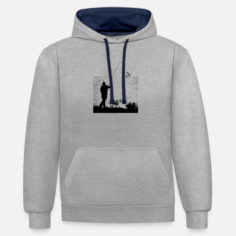 fisher - Sweat à capuche contrasté - gris chiné/bleu marine