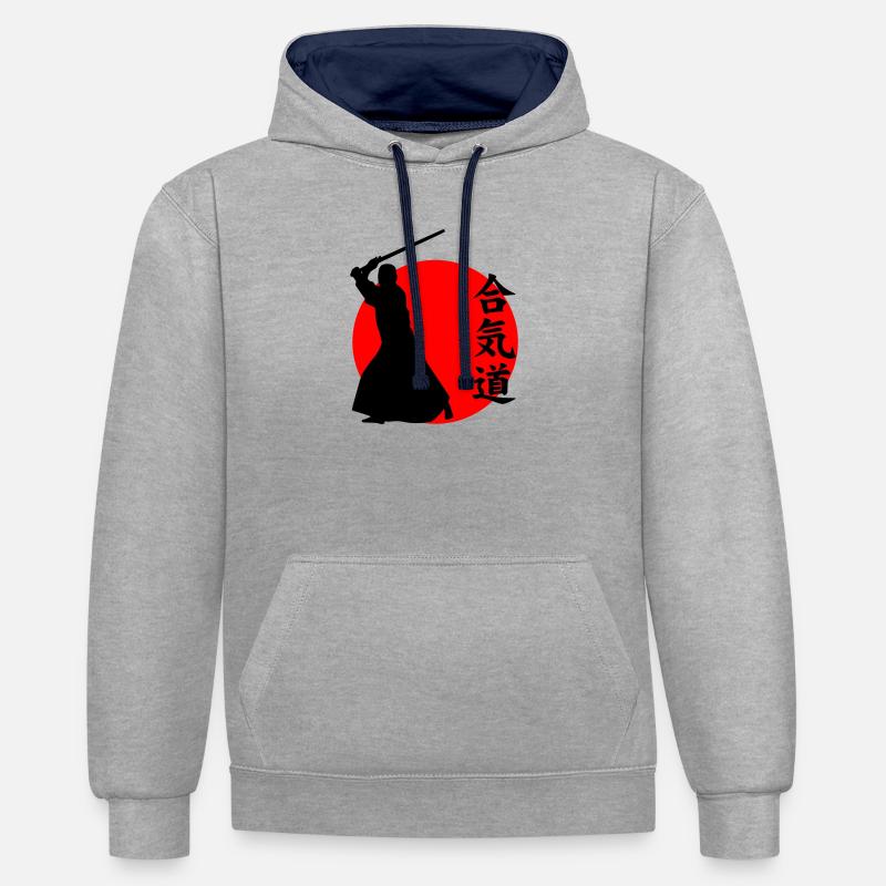 Aikido - Contrast hoodie - heather grey/navy