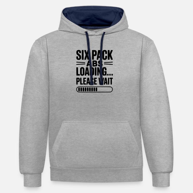 Six Pack Abs Loading... Please Wait - Contrast hoodie - heather grey/navy