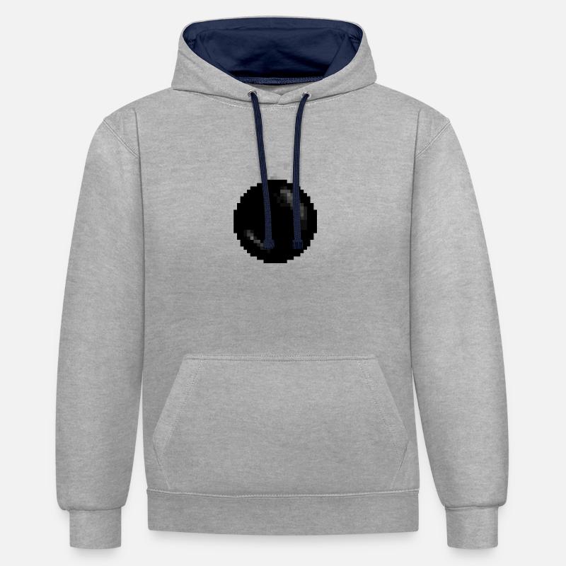 Bomby - Sweat à capuche contrasté - gris chiné/bleu marine