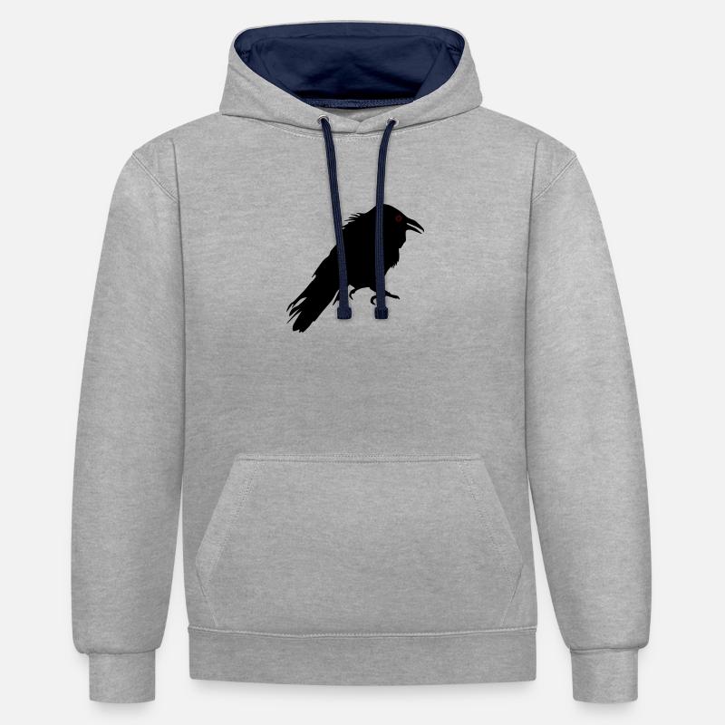 corneille - Sweat à capuche contrasté - gris chiné/bleu marine