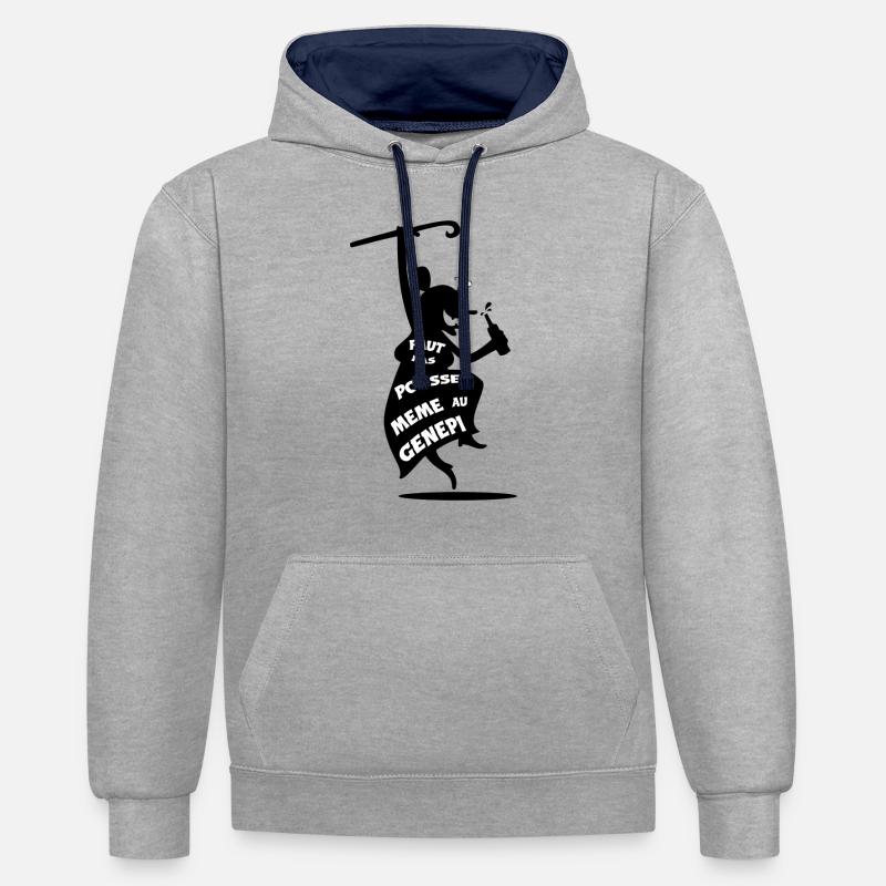 Faut pas pousser mémé... - Sweat à capuche contrasté - gris chiné/bleu marine