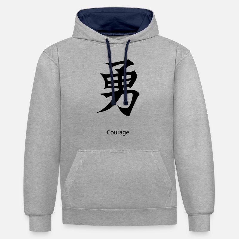 kanji Courage - Contrast hoodie - heather grey/navy