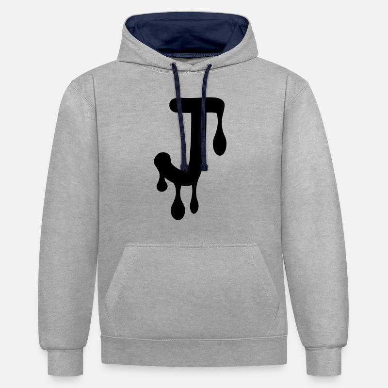 j_comic_graffiti - Sweat à capuche contrasté - gris chiné/bleu marine