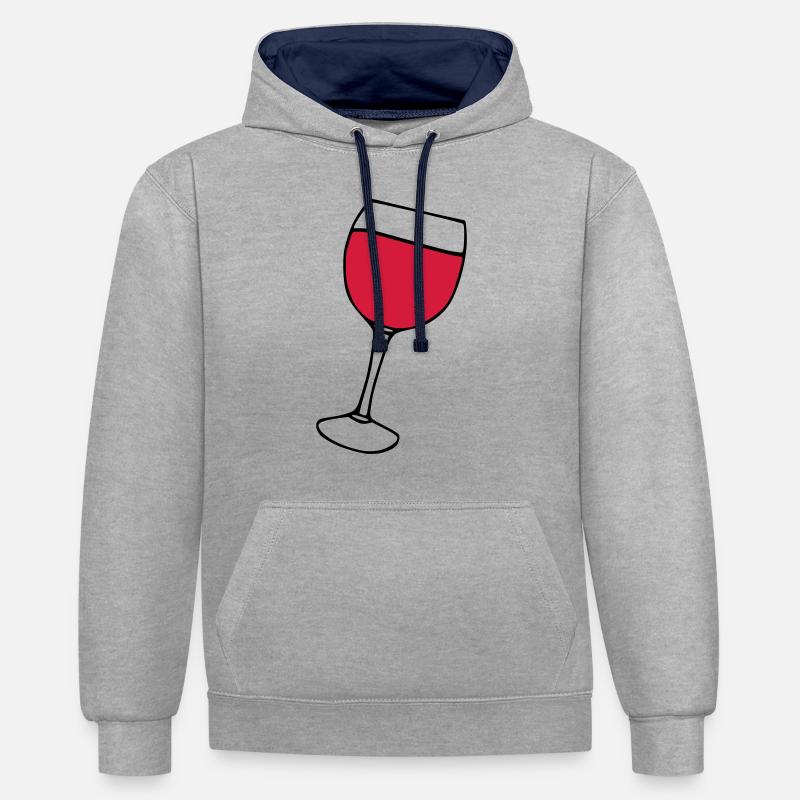 Vin rouge dans le verre - Sweat à capuche contrasté - gris chiné/bleu marine