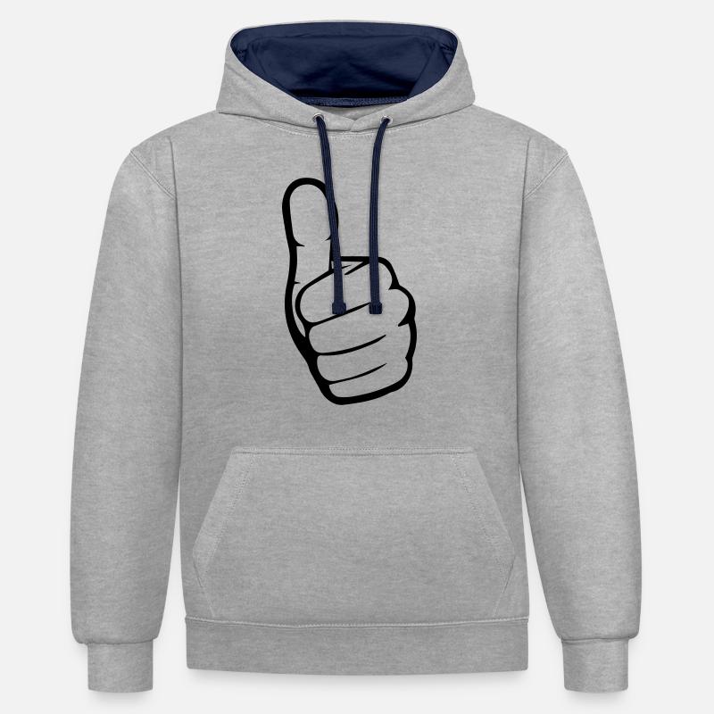 Comme une main - Sweat à capuche contrasté - gris chiné/bleu marine