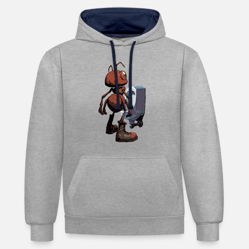 Pissamigo - Sweat à capuche contrasté - gris chiné/bleu marine