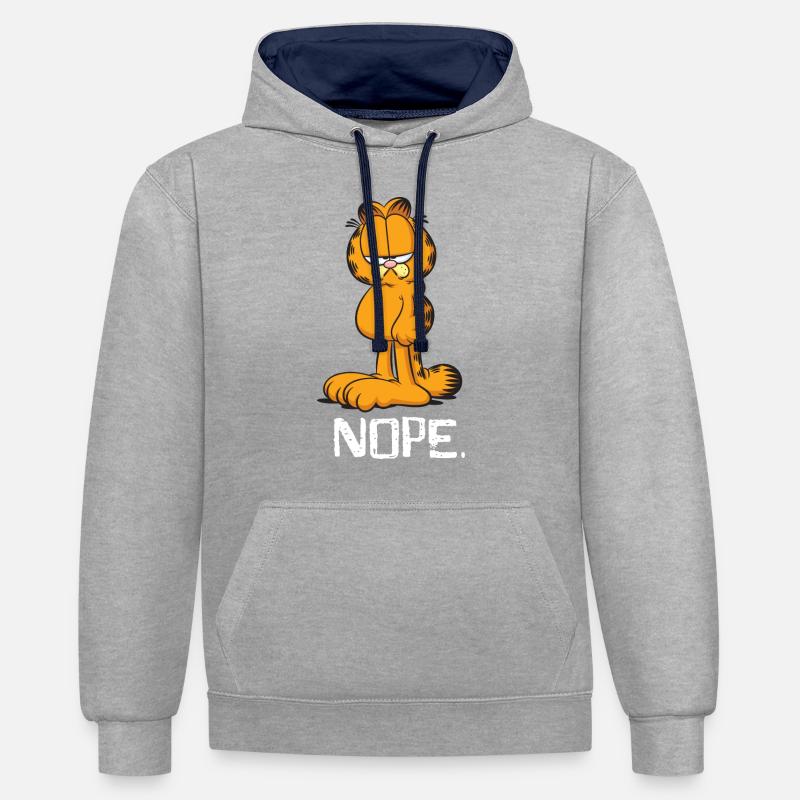 Garfield Nope - Sweat à capuche contrasté - gris chiné/bleu marine