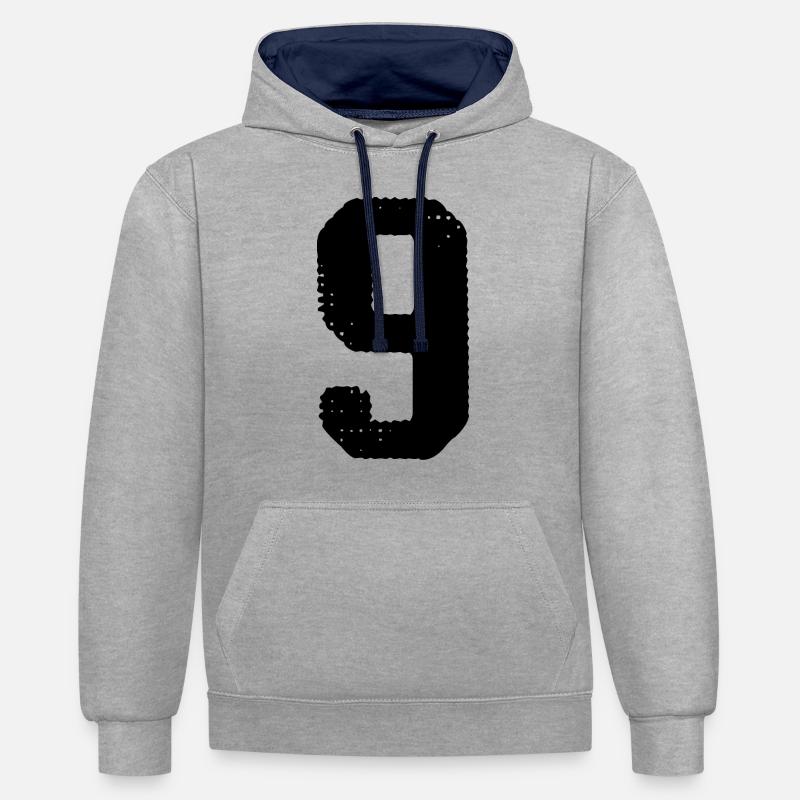 Maillot à 9 chiffres - Sweat à capuche contrasté - gris chiné/bleu marine