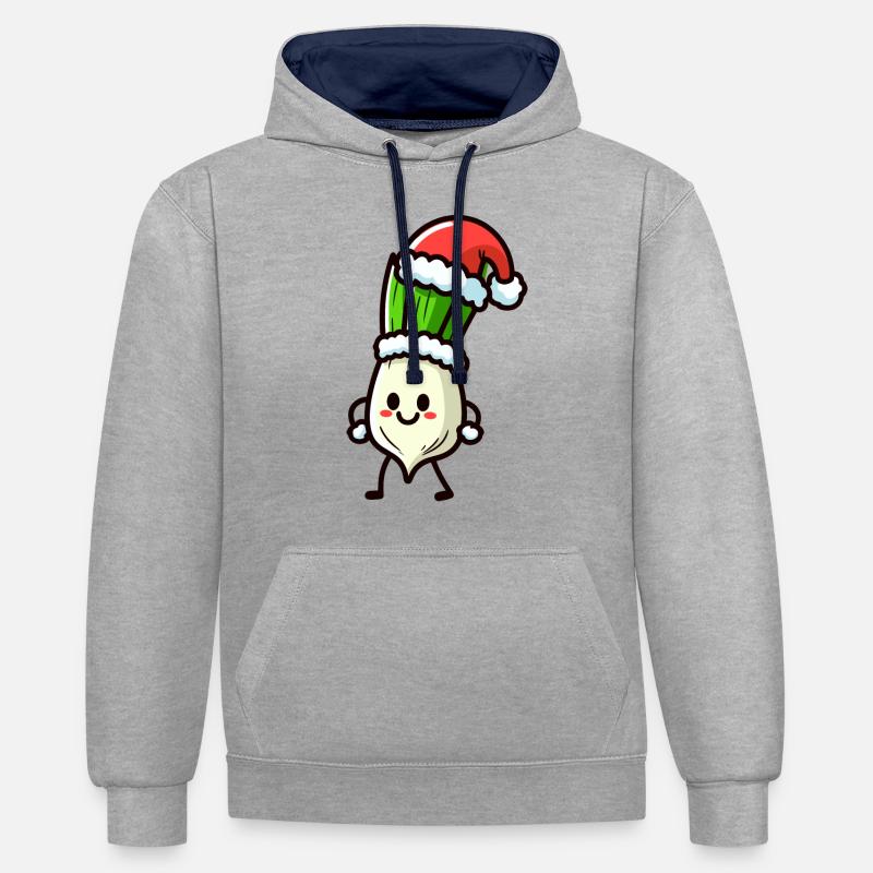 Nikolauch Oignon de printemps - Sweat à capuche contrasté - gris chiné/bleu marine