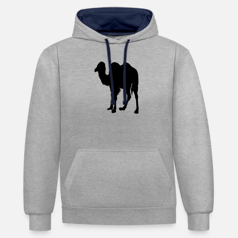 Kamel, Kamel - Kontrast-Hoodie - Grau meliert/Navy