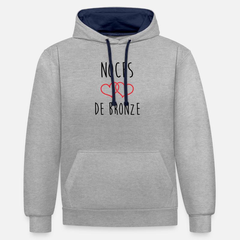 noces de bronze 22 ans d'amour - Sweat à capuche contrasté - gris chiné/bleu marine