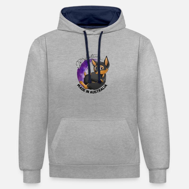 Kelpie Galaxie - Noir Feu - Sweat à capuche contrasté - gris chiné/bleu marine