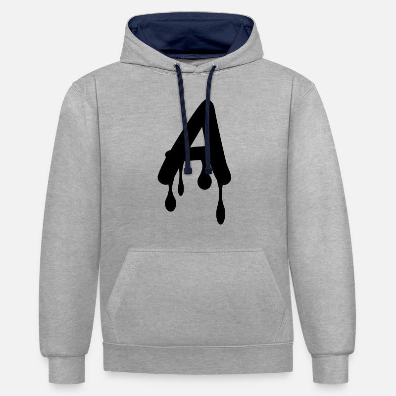 a_comic_graffiti - Sweat à capuche contrasté - gris chiné/bleu marine