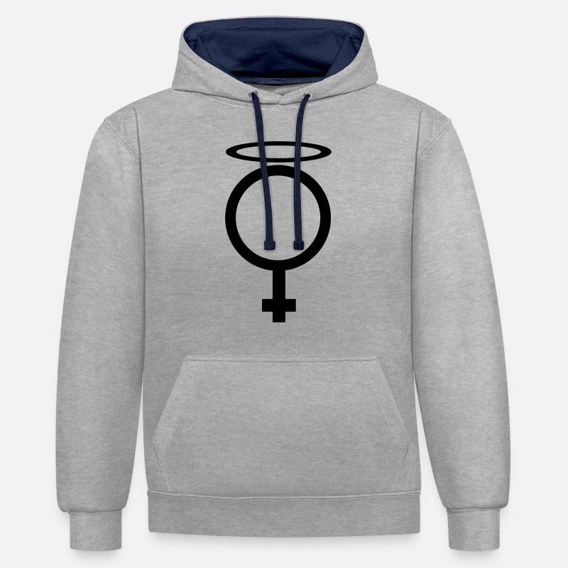 engelchen - Sweat à capuche contrasté - gris chiné/bleu marine