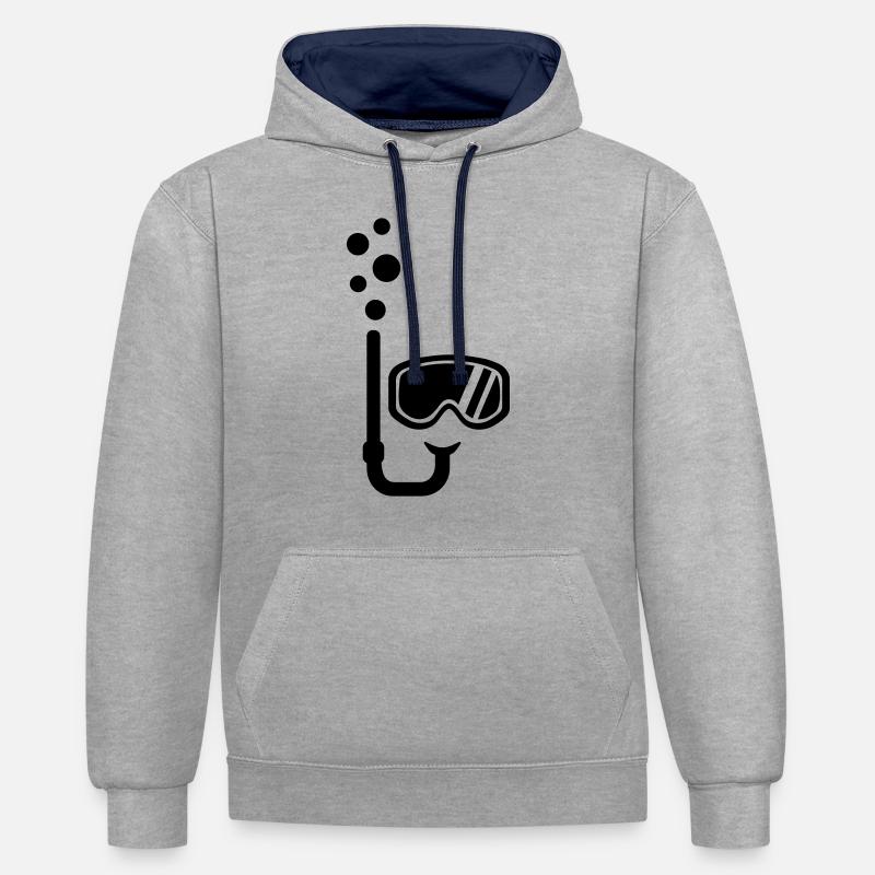 Snorkeling - Sweat à capuche contrasté - gris chiné/bleu marine