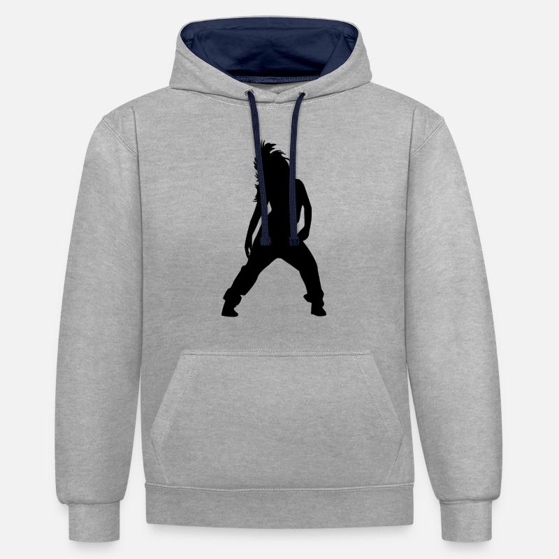 breakdance - Sweat à capuche contrasté - gris chiné/bleu marine