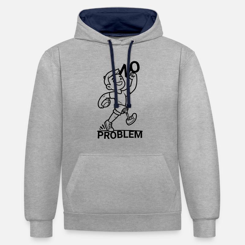 Prothèse de jambe ? Aucun problème! - Sweat à capuche contrasté - gris chiné/bleu marine