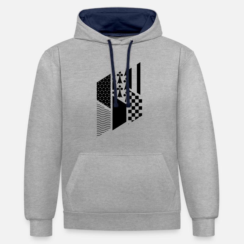 repousser - Sweat à capuche contrasté - gris chiné/bleu marine