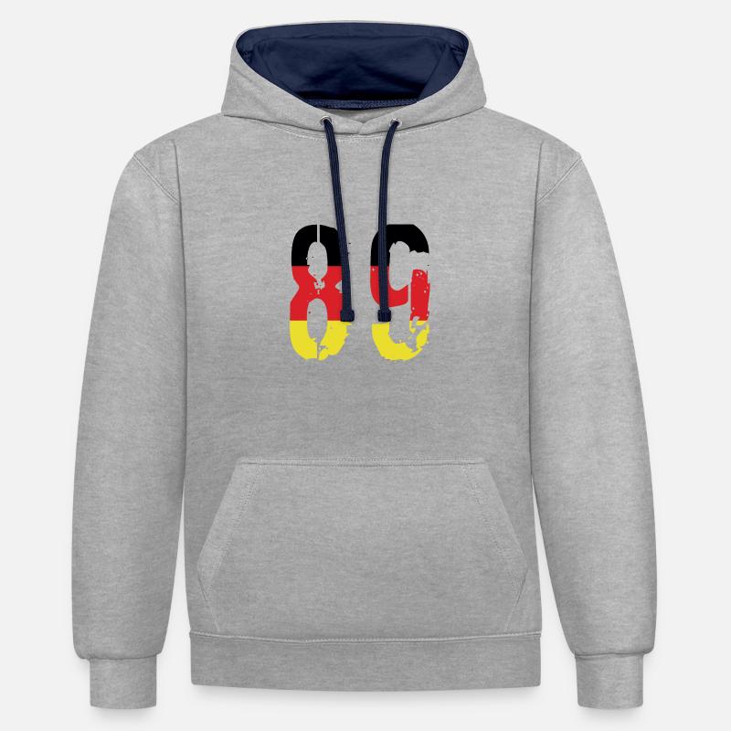 Maillot 89 Numéro Allemagne - Sweat à capuche contrasté - gris chiné/bleu marine