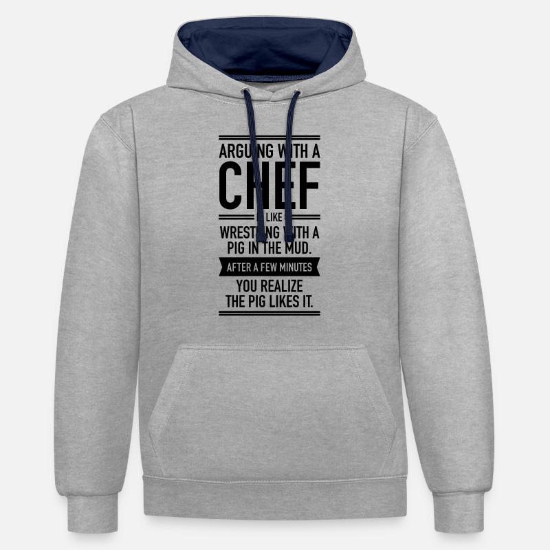 Arguing With A Chef... - Kontrast-Hoodie - Grau meliert/Navy