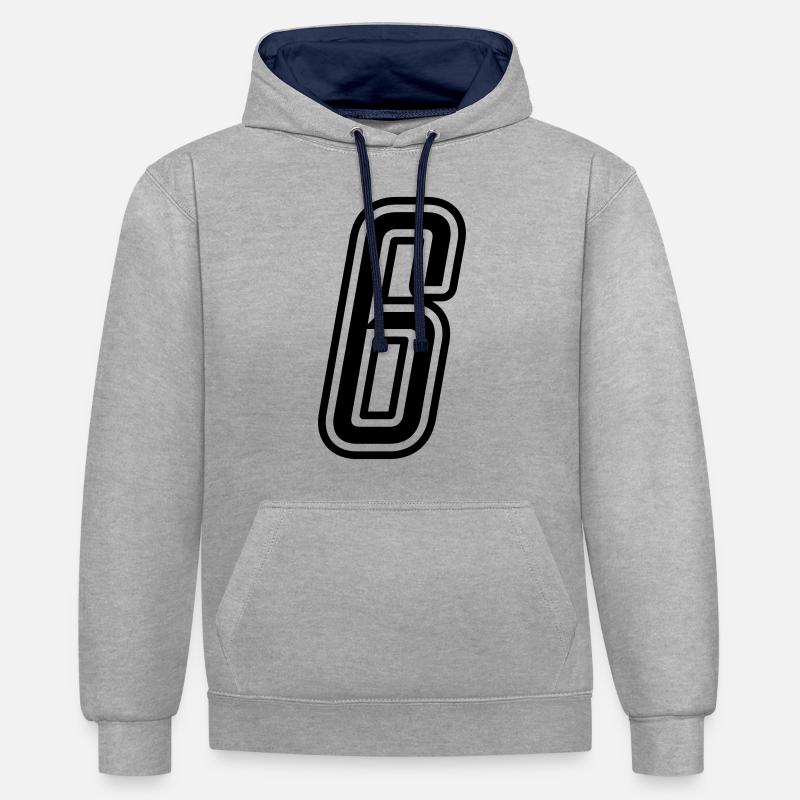 6 Numéro de numéro - Sweat à capuche contrasté - gris chiné/bleu marine