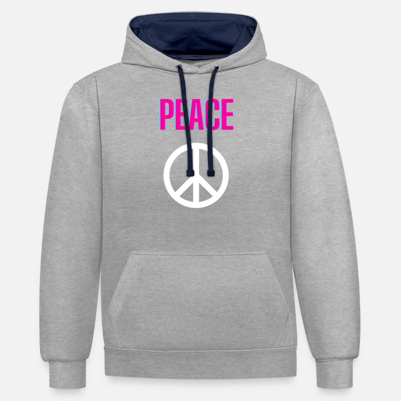 Paix - Retard - Front seulement - Sweat à capuche contrasté - gris chiné/bleu marine