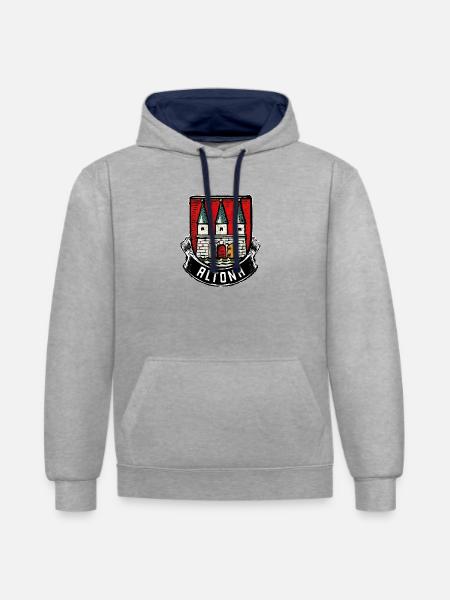 Hamburg Altona Wappen Flagge - Kontrast-Hoodie - Grau meliert/Navy