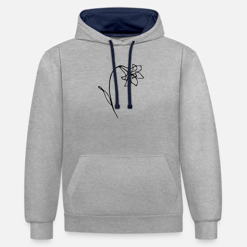 narcisse - Sweat à capuche contrasté - gris chiné/bleu marine
