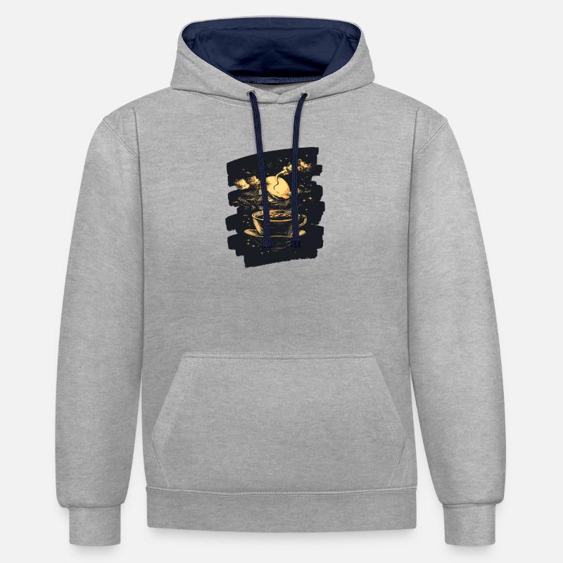 Café Café Amateurs de café - Sweat à capuche contrasté - gris chiné/bleu marine