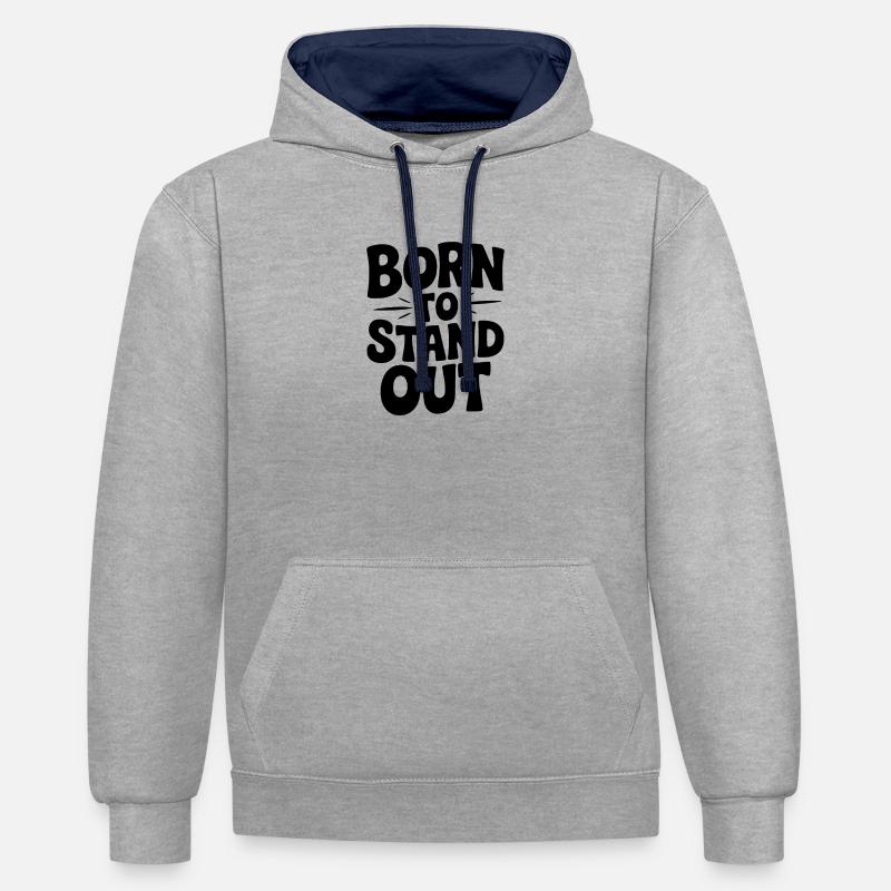 Né pour se démarquer - Sweat à capuche contrasté - gris chiné/bleu marine