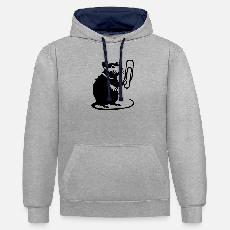 Le rat comme étalon de bureau - Sweat à capuche contrasté - gris chiné/bleu marine