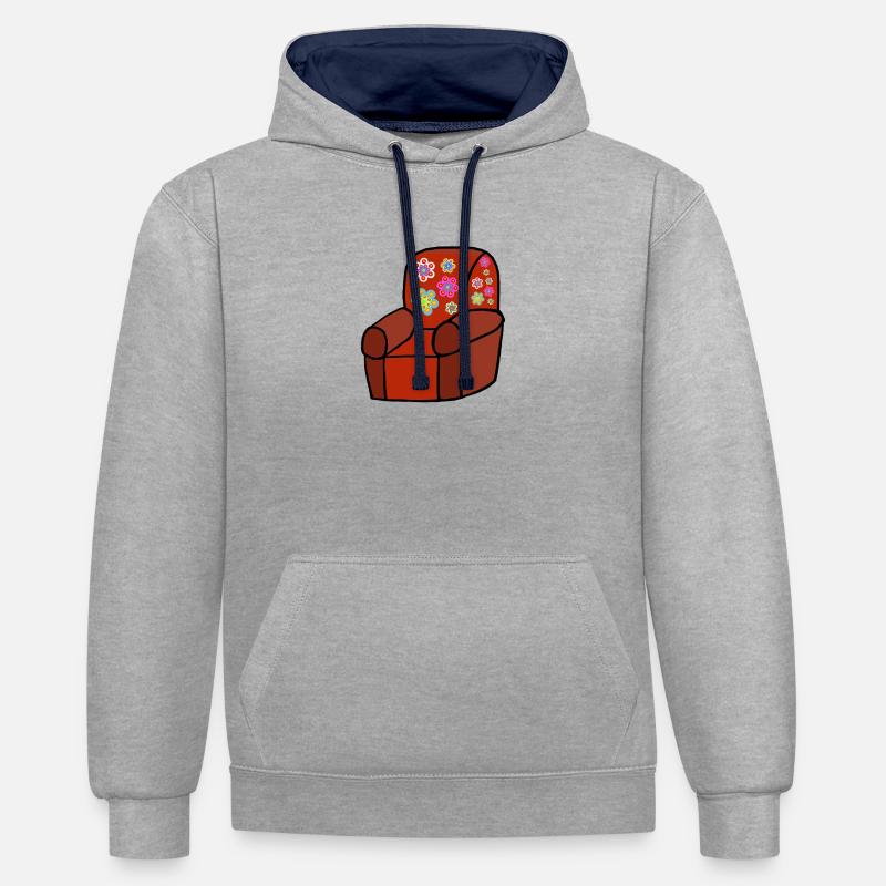 Pause de fauteuil après le travail - Sweat à capuche contrasté - gris chiné/bleu marine