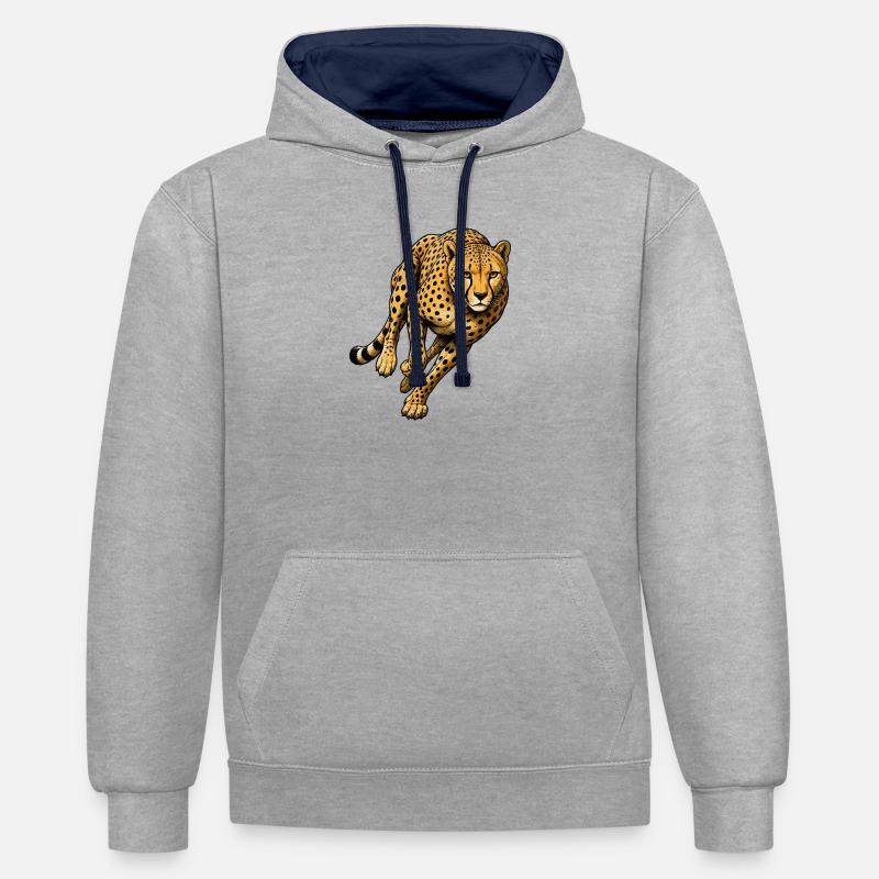 Leopard Print Wild Pattern - Contrast hoodie - heather grey/navy