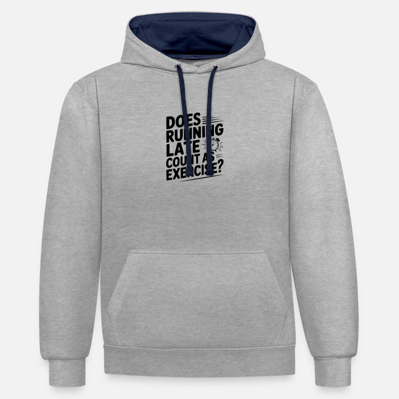 Does Running Late Count as Exercise? - Contrast hoodie - heather grey/navy