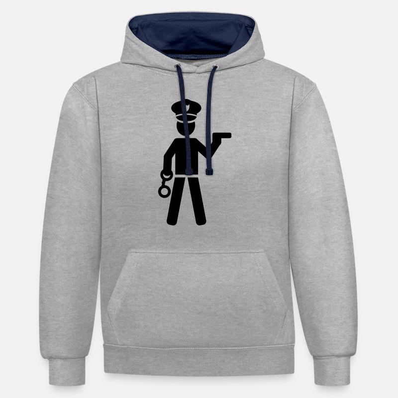 Polizei - Kontrast-Hoodie - Grau meliert/Navy