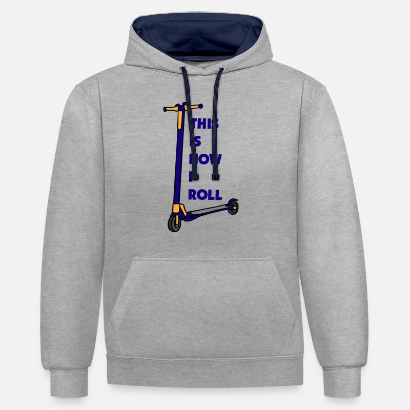 E-Scooter Roller Scooter - Sweat à capuche contrasté - gris chiné/bleu marine