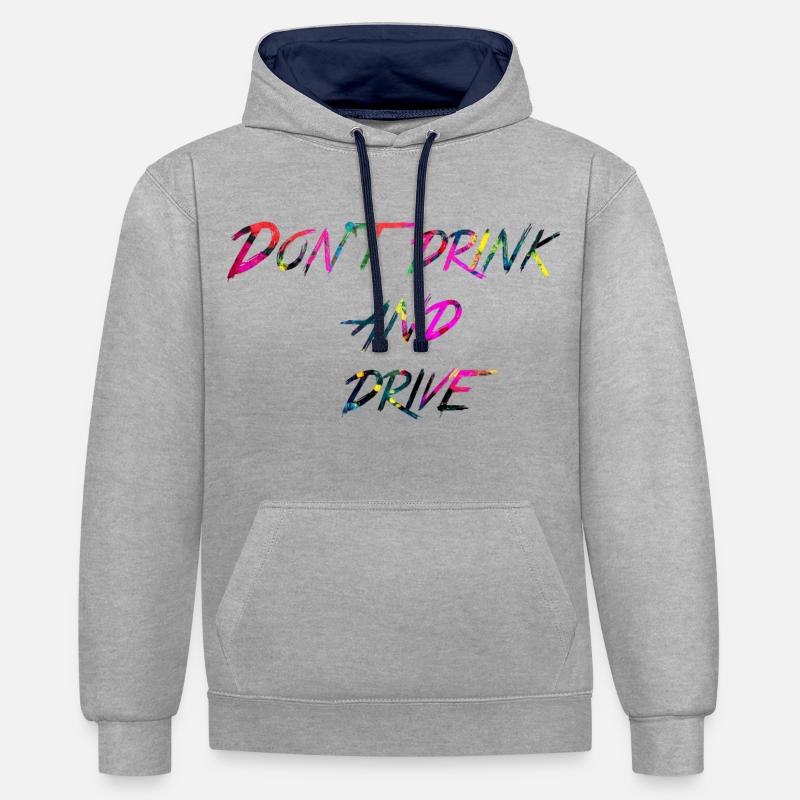 t boisson arc-en-Don et lecteur - Sweat à capuche contrasté - gris chiné/bleu marine