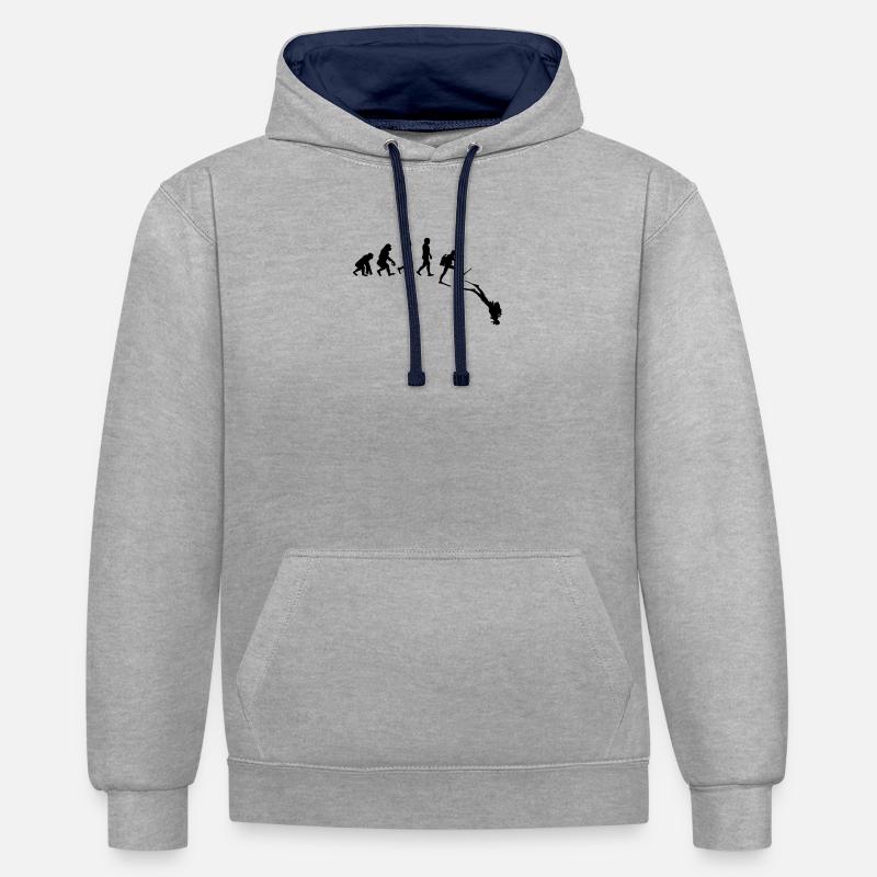 Idée cadeau plongée plongée évolution - Sweat à capuche contrasté - gris chiné/bleu marine