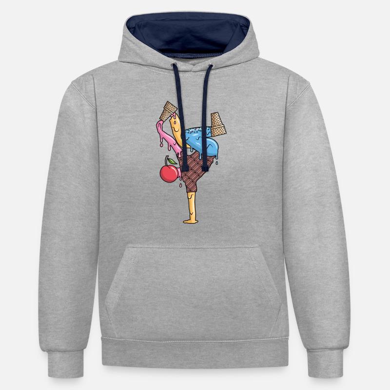 Breakdance Eiscreme Tanz Breakdancer Breakdancing - Kontrast-Hoodie - Grau meliert/Navy