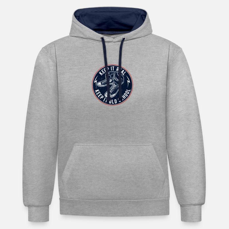 Keep It Oldschool - Kontrast-Hoodie - Grau meliert/Navy