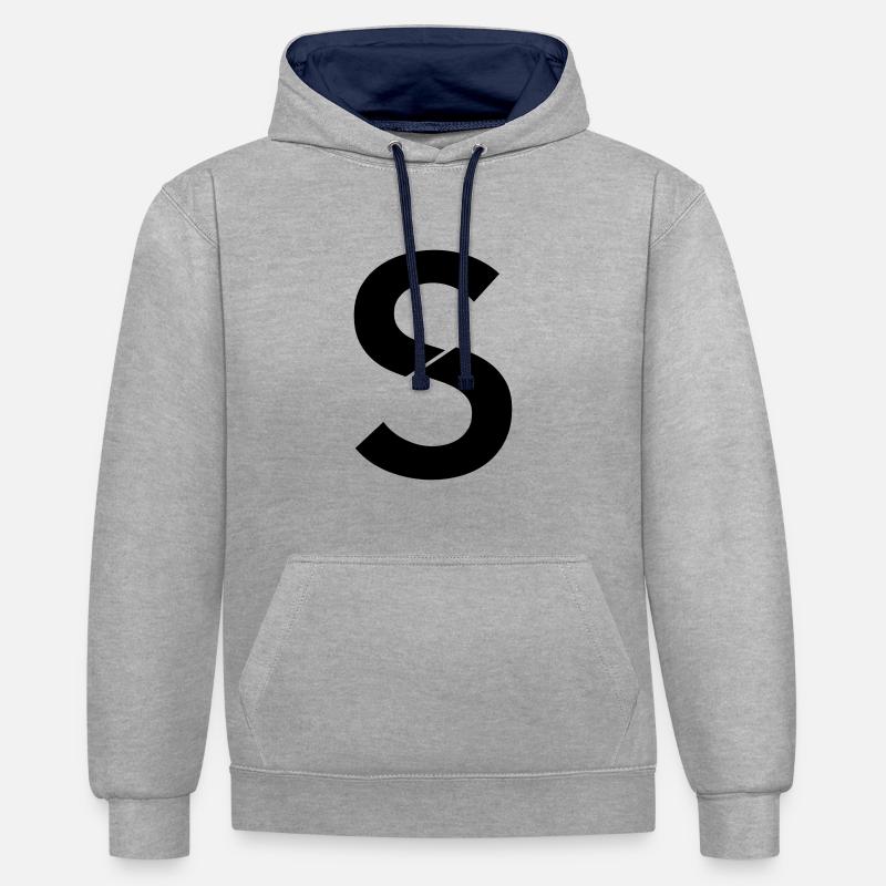 S cassé - Sweat à capuche contrasté - gris chiné/bleu marine