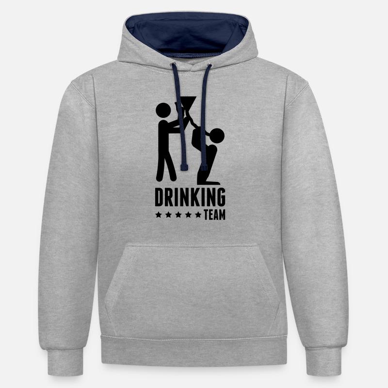 drinking_team_extreme_1 - Sweat à capuche contrasté - gris chiné/bleu marine