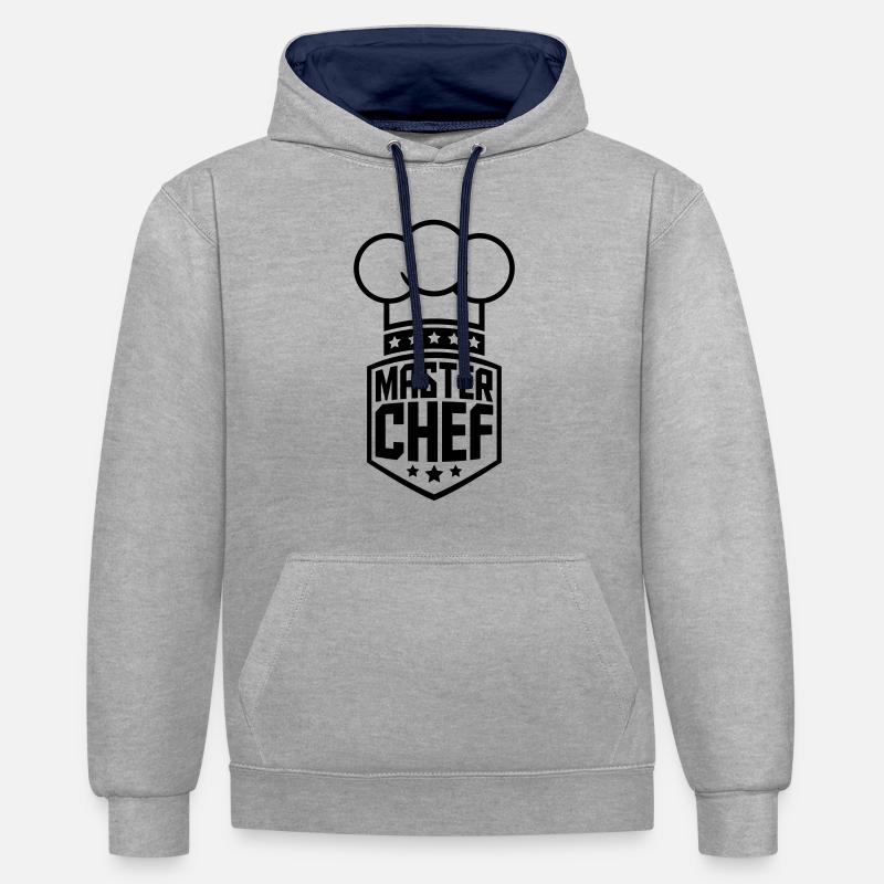 Cool Master Star Chef Logo - Kontrast-Hoodie - Grau meliert/Navy