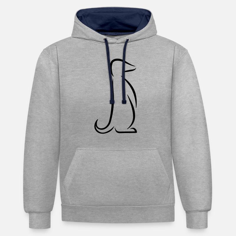 Suricate - Sweat à capuche contrasté - gris chiné/bleu marine