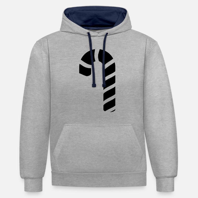 Cochon à pois de Noël - Sweat à capuche contrasté - gris chiné/bleu marine