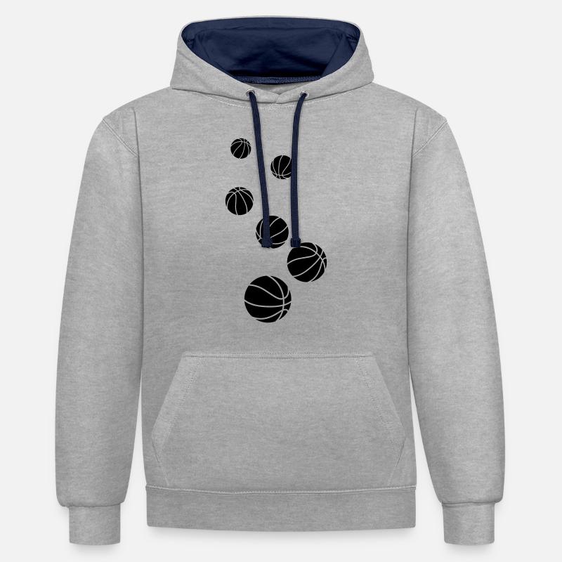 Symbole du basket-ball - Sweat à capuche contrasté - gris chiné/bleu marine