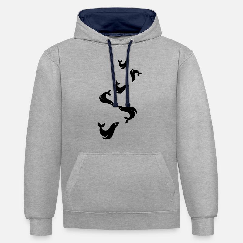 Phoque - Sweat à capuche contrasté - gris chiné/bleu marine
